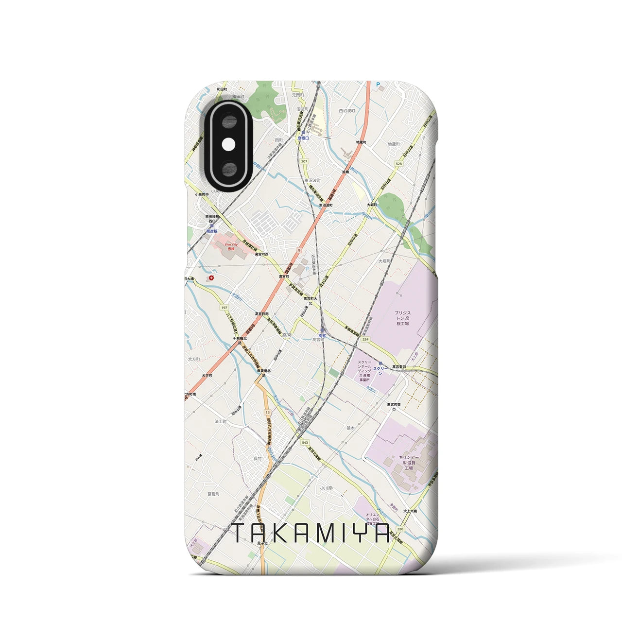 【高宮（滋賀県）】地図柄iPhoneケース（バックカバータイプ）ナチュラル・iPhone XS / X 用