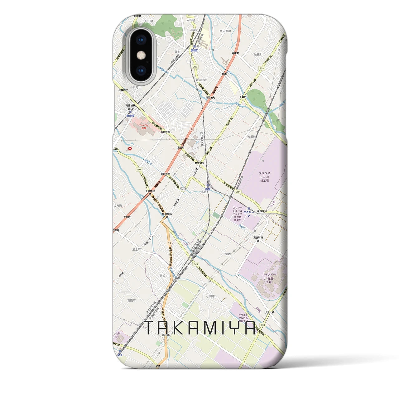 【高宮（滋賀県）】地図柄iPhoneケース（バックカバータイプ）ナチュラル・iPhone XS Max 用