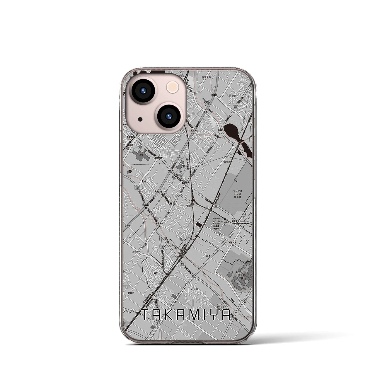 【高宮（滋賀県）】地図柄iPhoneケース（クリアタイプ）