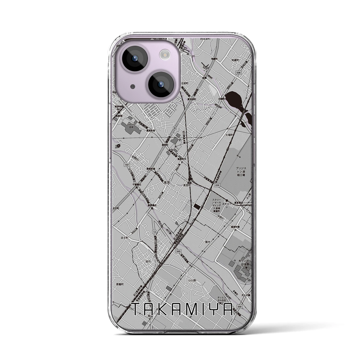 【高宮（滋賀県）】地図柄iPhoneケース（クリアタイプ）