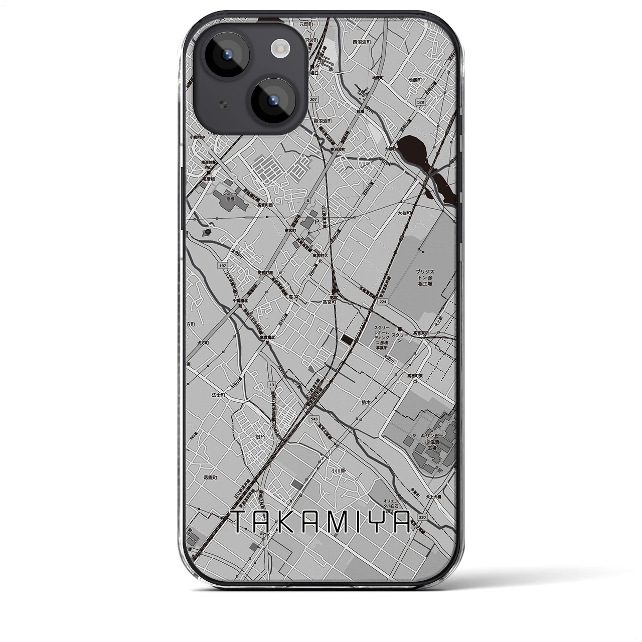 【高宮（滋賀県）】地図柄iPhoneケース（クリアタイプ）