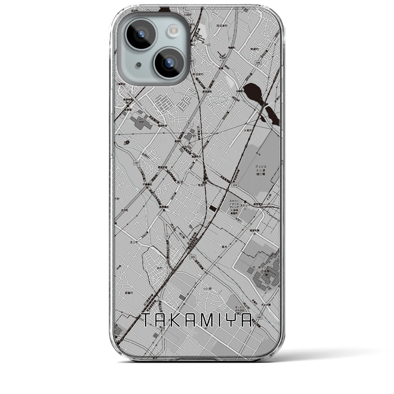 【高宮（滋賀県）】地図柄iPhoneケース（クリアタイプ）
