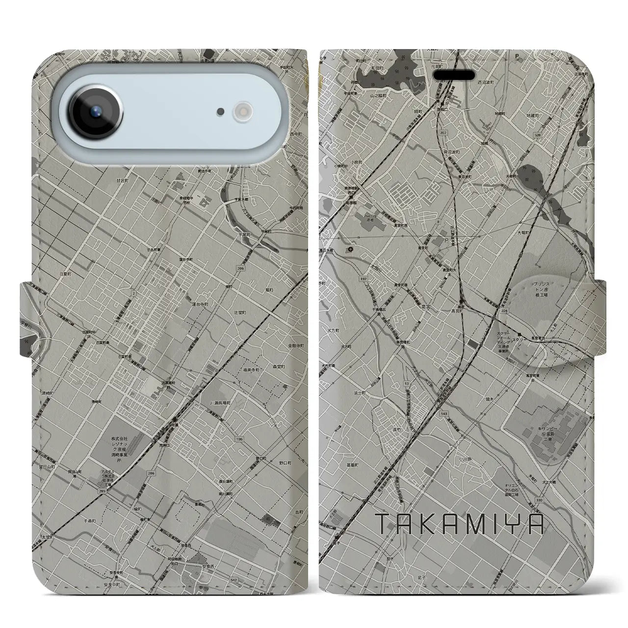 【高宮（滋賀県）】地図柄iPhoneケース（手帳タイプ）