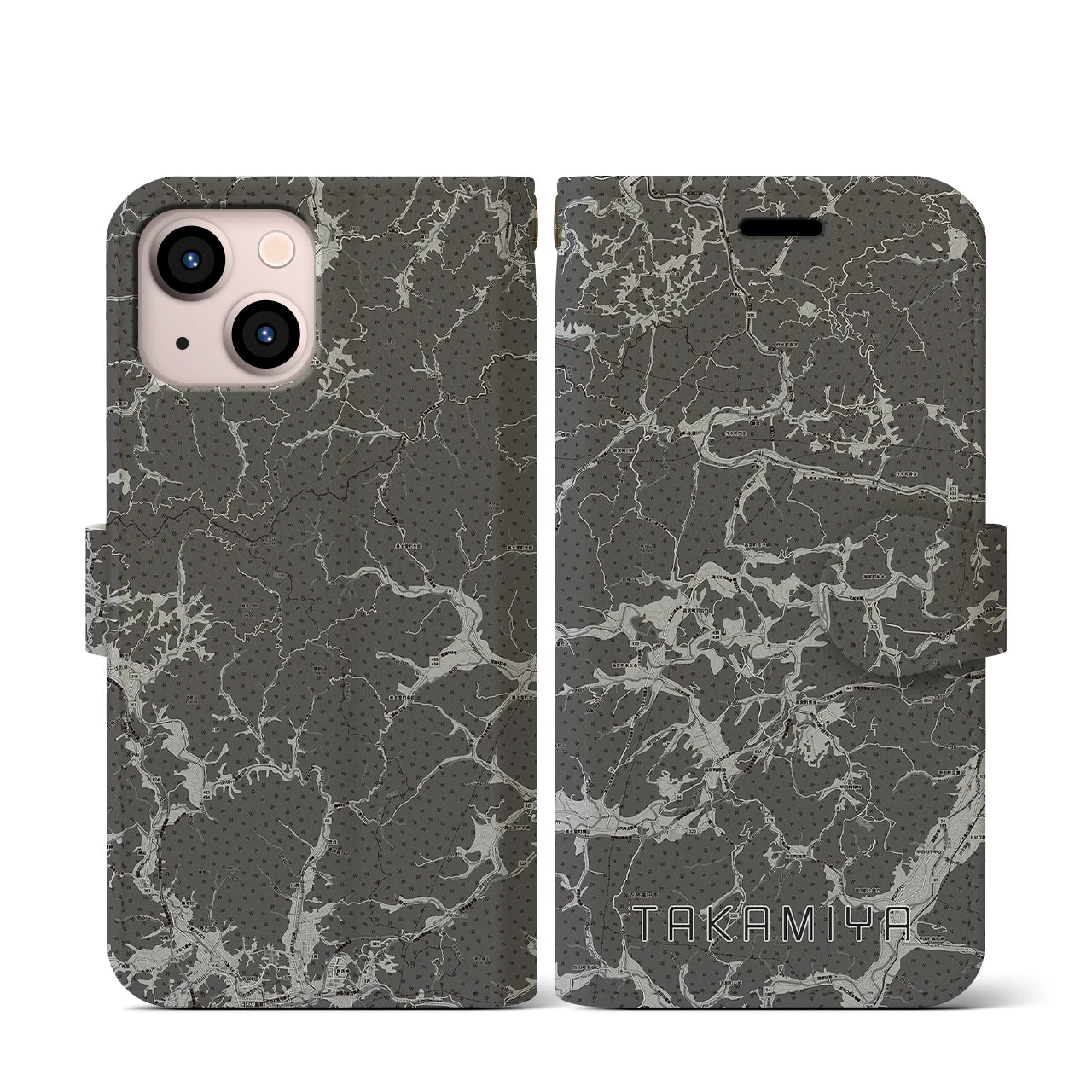 【高宮（広島県）】地図柄iPhoneケース（手帳タイプ）