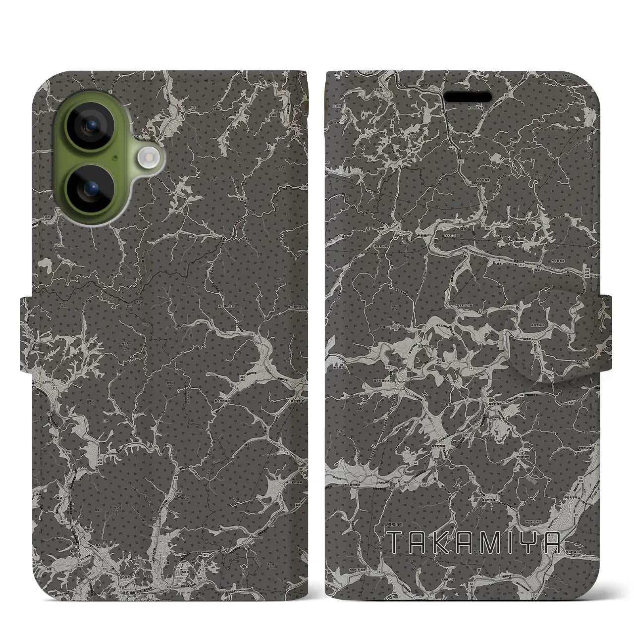 【高宮（広島県）】地図柄iPhoneケース（手帳タイプ）