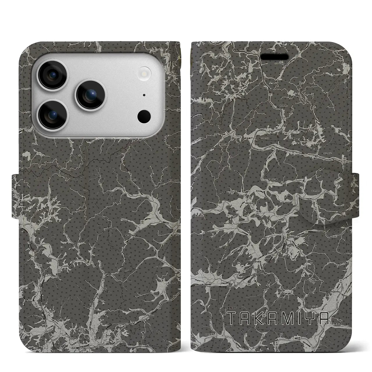 【高宮（広島県）】地図柄iPhoneケース（手帳タイプ）