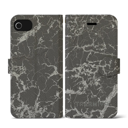 【高宮（広島県）】地図柄iPhoneケース（手帳タイプ）モノトーン・iPhone SE（第3 / 第2世代） / 8 / 7 / 6s / 6 用