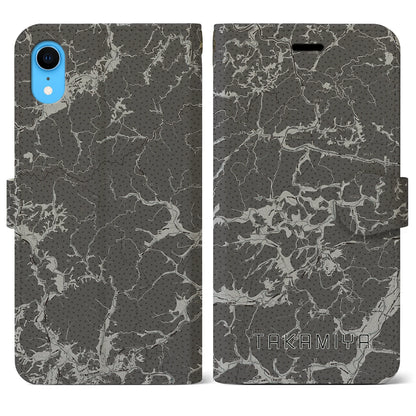 【高宮（広島県）】地図柄iPhoneケース（手帳タイプ）モノトーン・iPhone XR 用