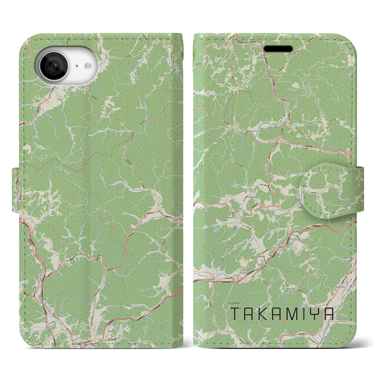 【高宮（広島県）】地図柄iPhoneケース（手帳タイプ）