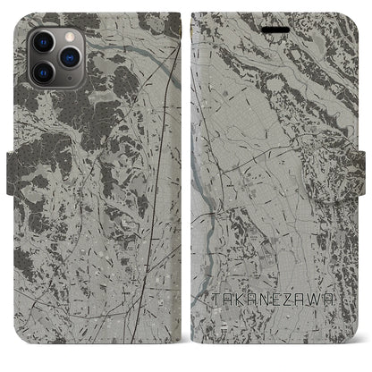 【高根沢（栃木県）】地図柄iPhoneケース（手帳タイプ）モノトーン・iPhone 11 Pro Max 用