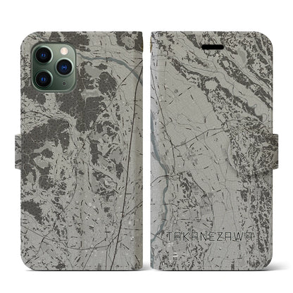 【高根沢（栃木県）】地図柄iPhoneケース（手帳タイプ）モノトーン・iPhone 11 Pro 用
