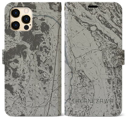 【高根沢（栃木県）】地図柄iPhoneケース（手帳タイプ）モノトーン・iPhone 12 Pro Max 用