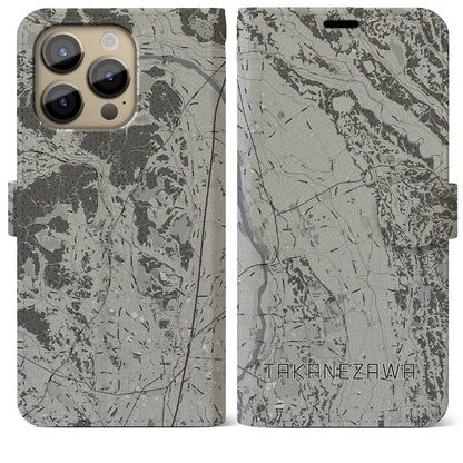 【高根沢（栃木県）】地図柄iPhoneケース（手帳タイプ）モノトーン・iPhone 14 Pro Max 用