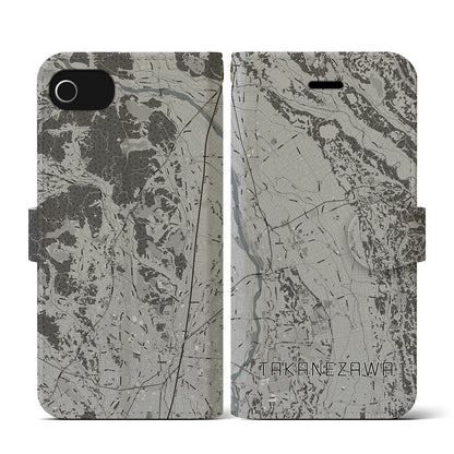 【高根沢（栃木県）】地図柄iPhoneケース（手帳タイプ）モノトーン・iPhone SE（第3 / 第2世代） / 8 / 7 / 6s / 6 用