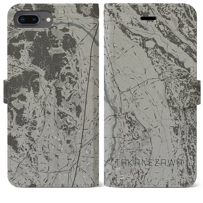 【高根沢（栃木県）】地図柄iPhoneケース（手帳タイプ）モノトーン・iPhone 8Plus /7Plus / 6sPlus / 6Plus 用