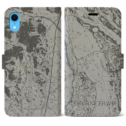 【高根沢（栃木県）】地図柄iPhoneケース（手帳タイプ）モノトーン・iPhone XR 用