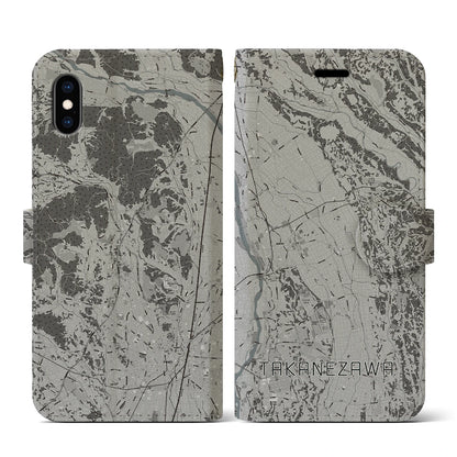 【高根沢（栃木県）】地図柄iPhoneケース（手帳タイプ）モノトーン・iPhone XS / X 用