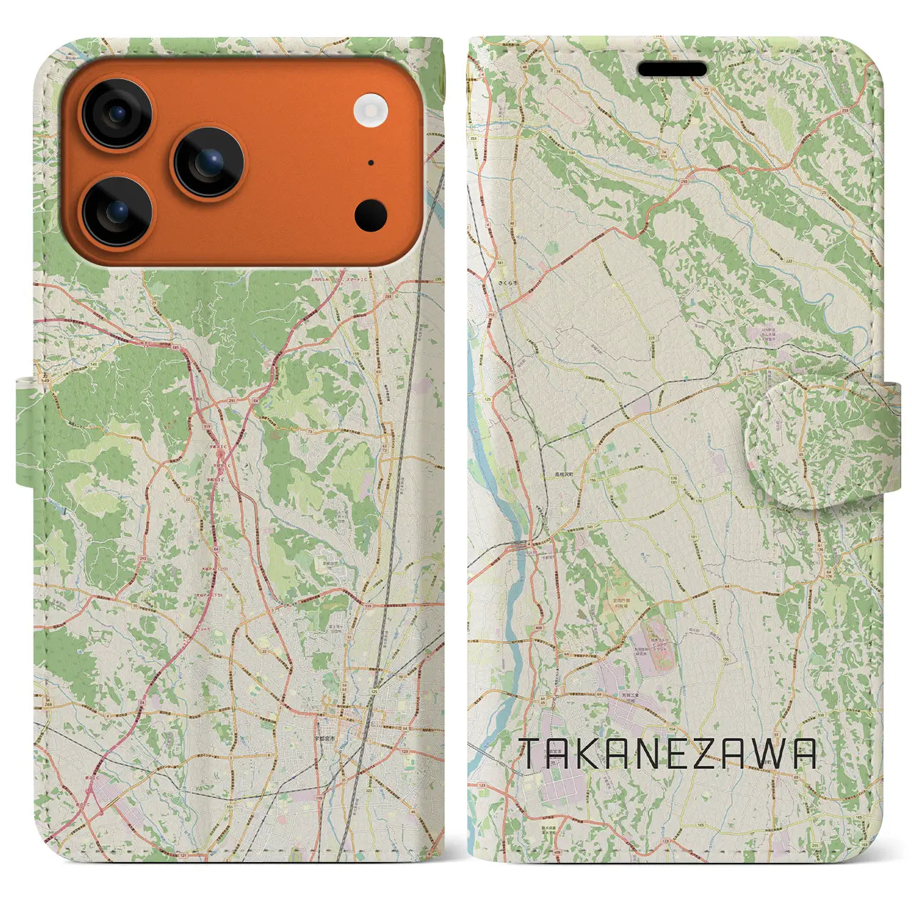 【高根沢（栃木県）】地図柄iPhoneケース（手帳タイプ）