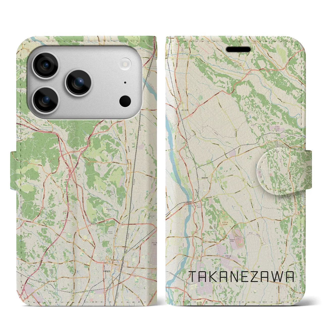 【高根沢（栃木県）】地図柄iPhoneケース（手帳タイプ）