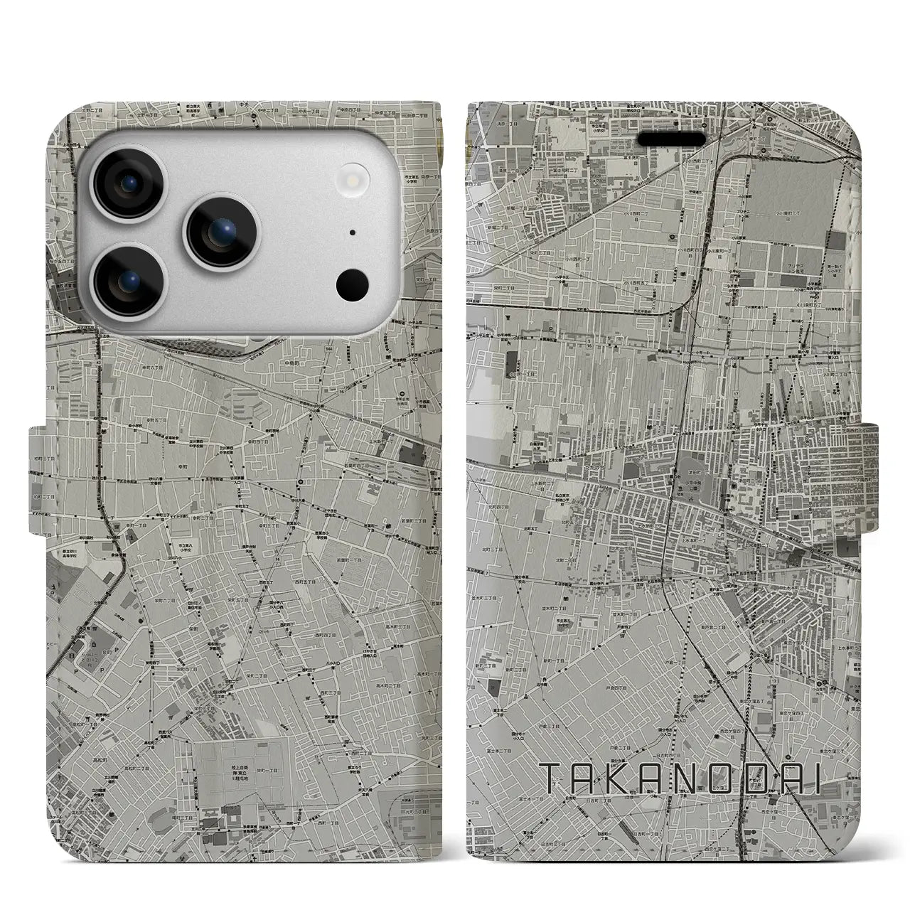 【鷹の台（東京都）】地図柄iPhoneケース（手帳タイプ）