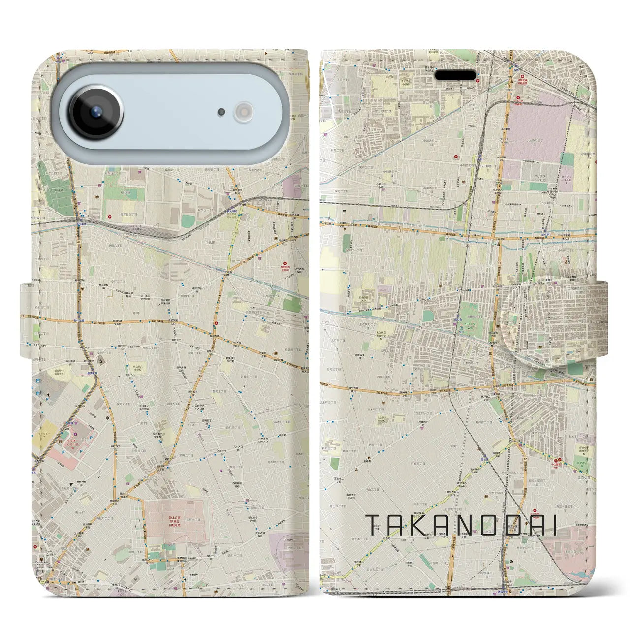 【鷹の台（東京都）】地図柄iPhoneケース（手帳タイプ）