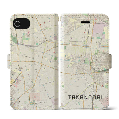 【鷹の台（東京都）】地図柄iPhoneケース（手帳タイプ）ナチュラル・iPhone SE（第3 / 第2世代） / 8 / 7 / 6s / 6 用