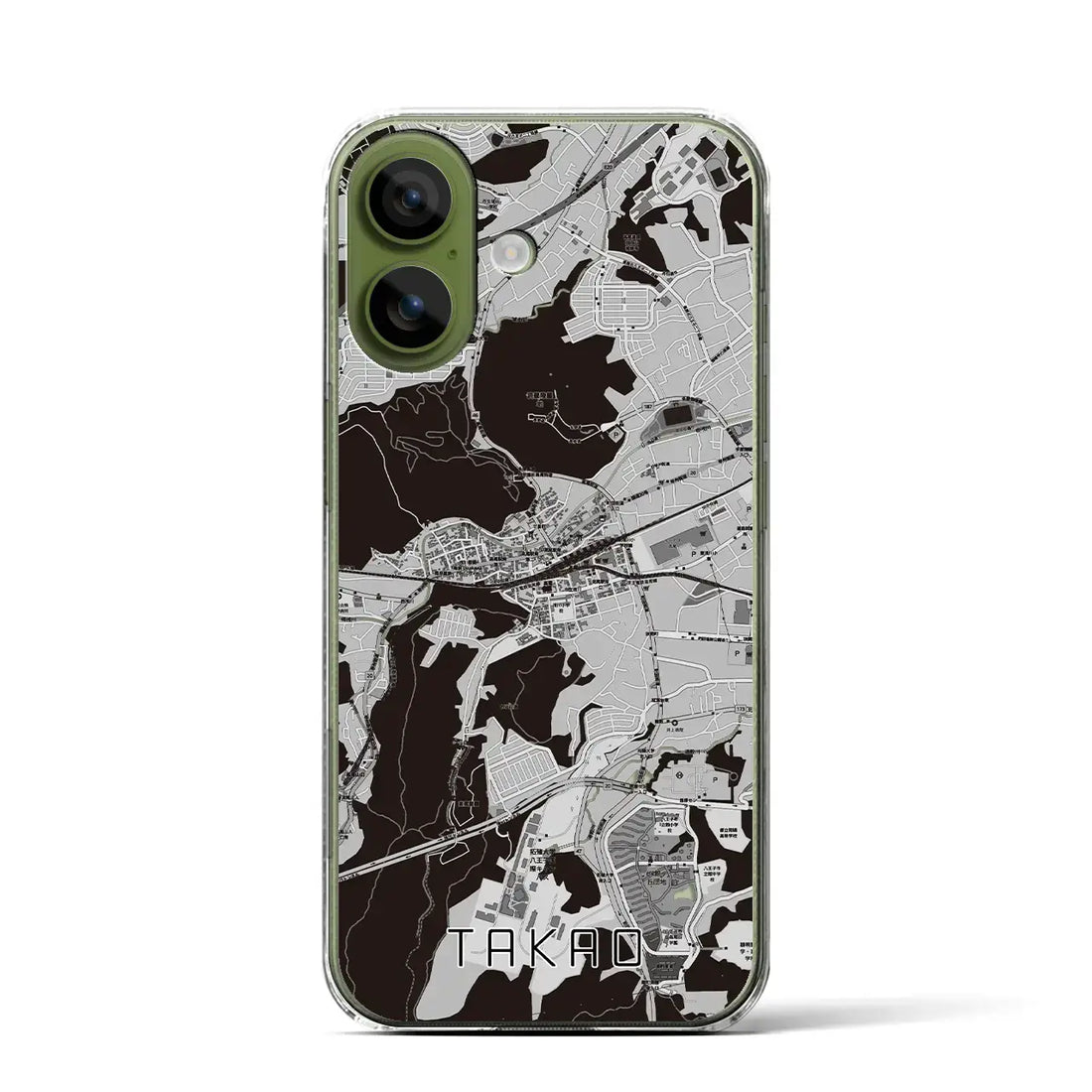 【高尾（東京都）】地図柄iPhoneケース（クリアタイプ）モノトーン・iPhone 17 Pro Max 用
