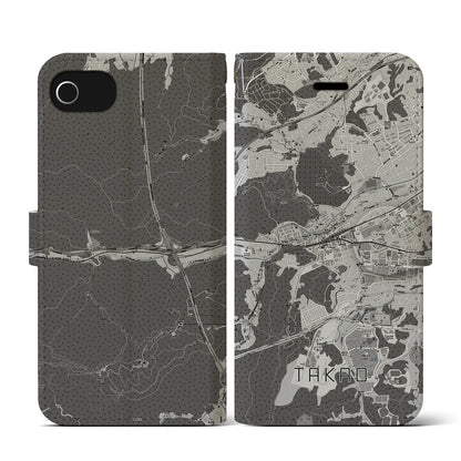 【高尾（東京都）】地図柄iPhoneケース（手帳タイプ）モノトーン・iPhone SE（第3 / 第2世代） / 8 / 7 / 6s / 6 用