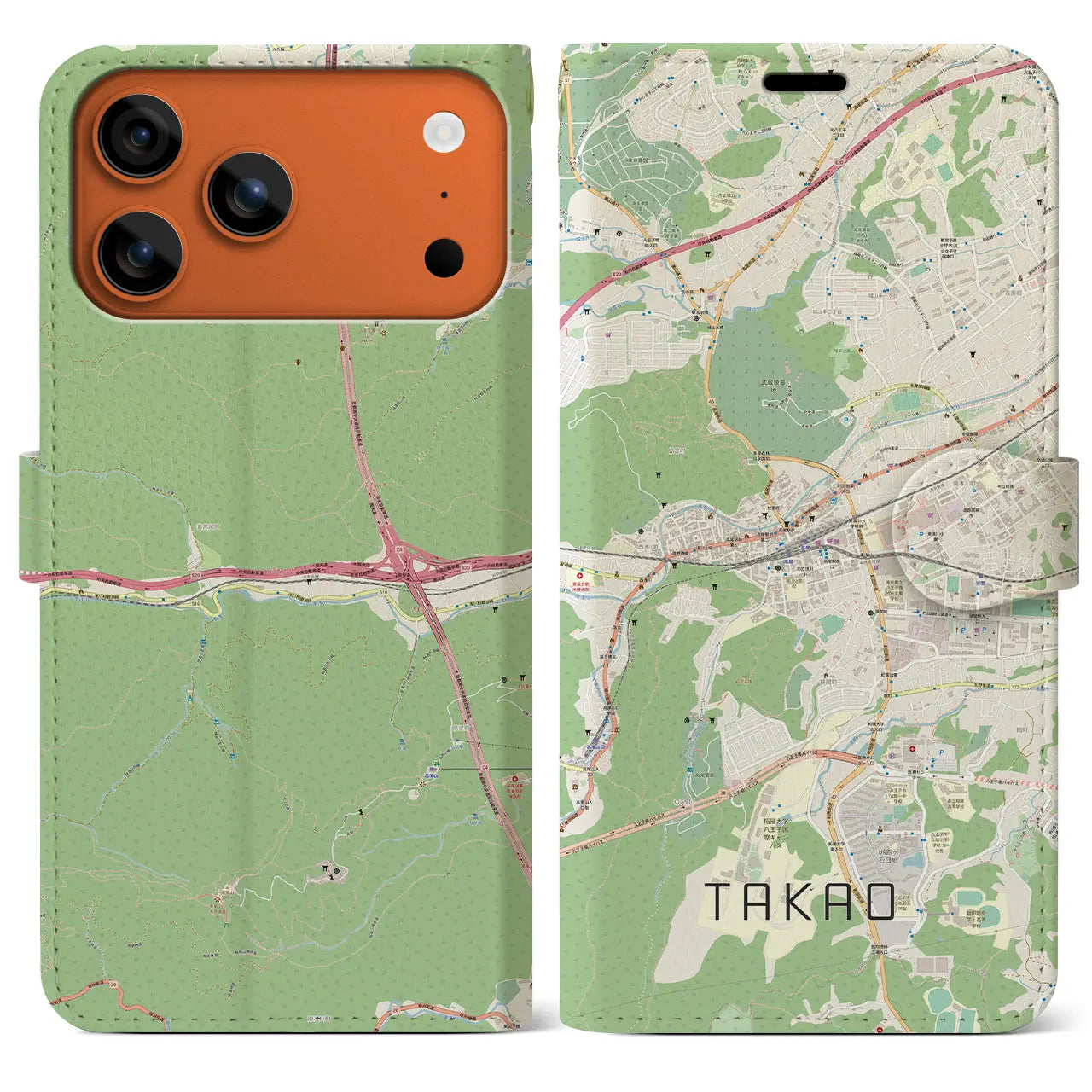 【高尾（東京都）】地図柄iPhoneケース（手帳タイプ）