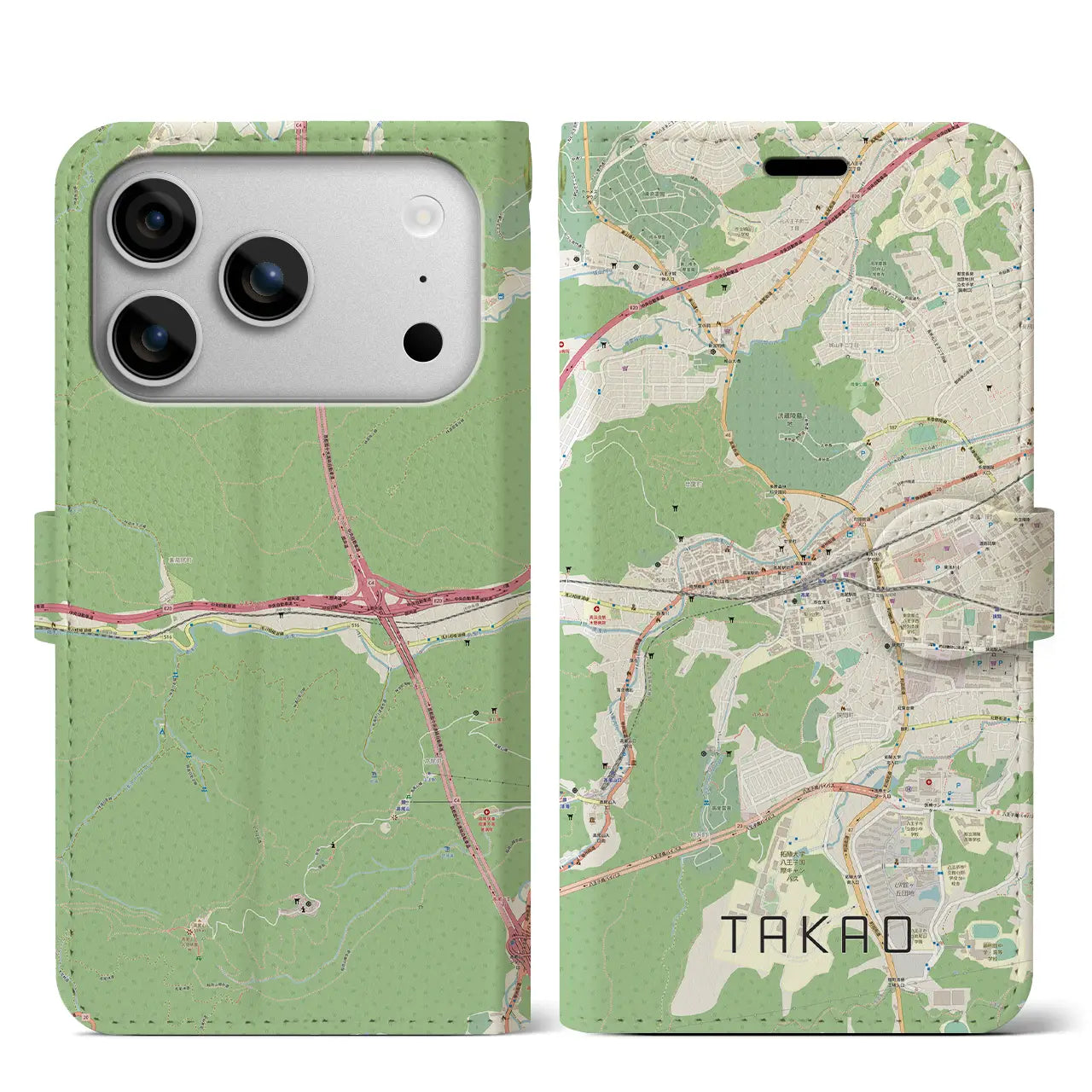 【高尾（東京都）】地図柄iPhoneケース（手帳タイプ）