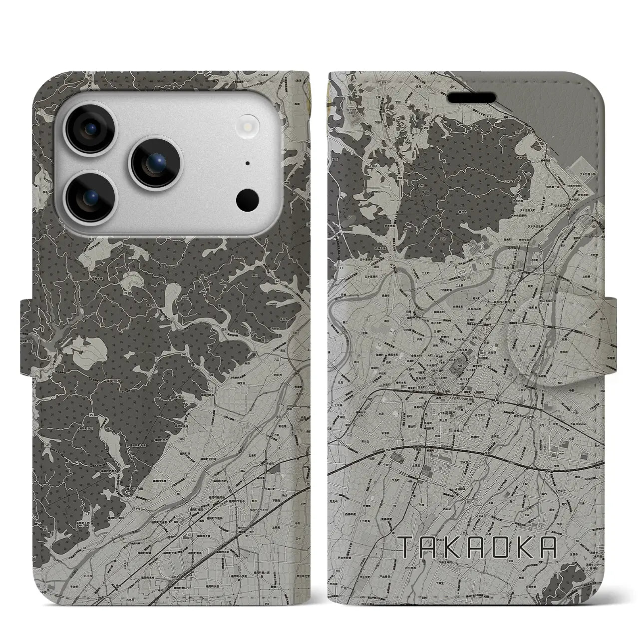 【高岡（富山県）】地図柄iPhoneケース（手帳タイプ）