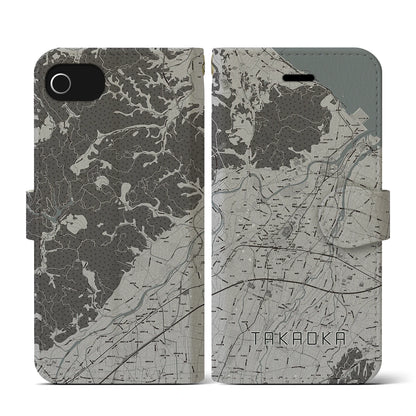 【高岡（富山県）】地図柄iPhoneケース（手帳タイプ）モノトーン・iPhone SE（第3 / 第2世代） / 8 / 7 / 6s / 6 用