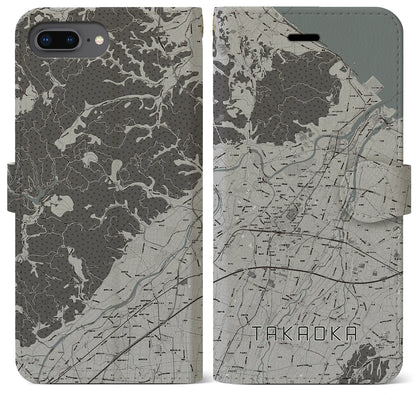 【高岡（富山県）】地図柄iPhoneケース（手帳タイプ）モノトーン・iPhone 8Plus /7Plus / 6sPlus / 6Plus 用