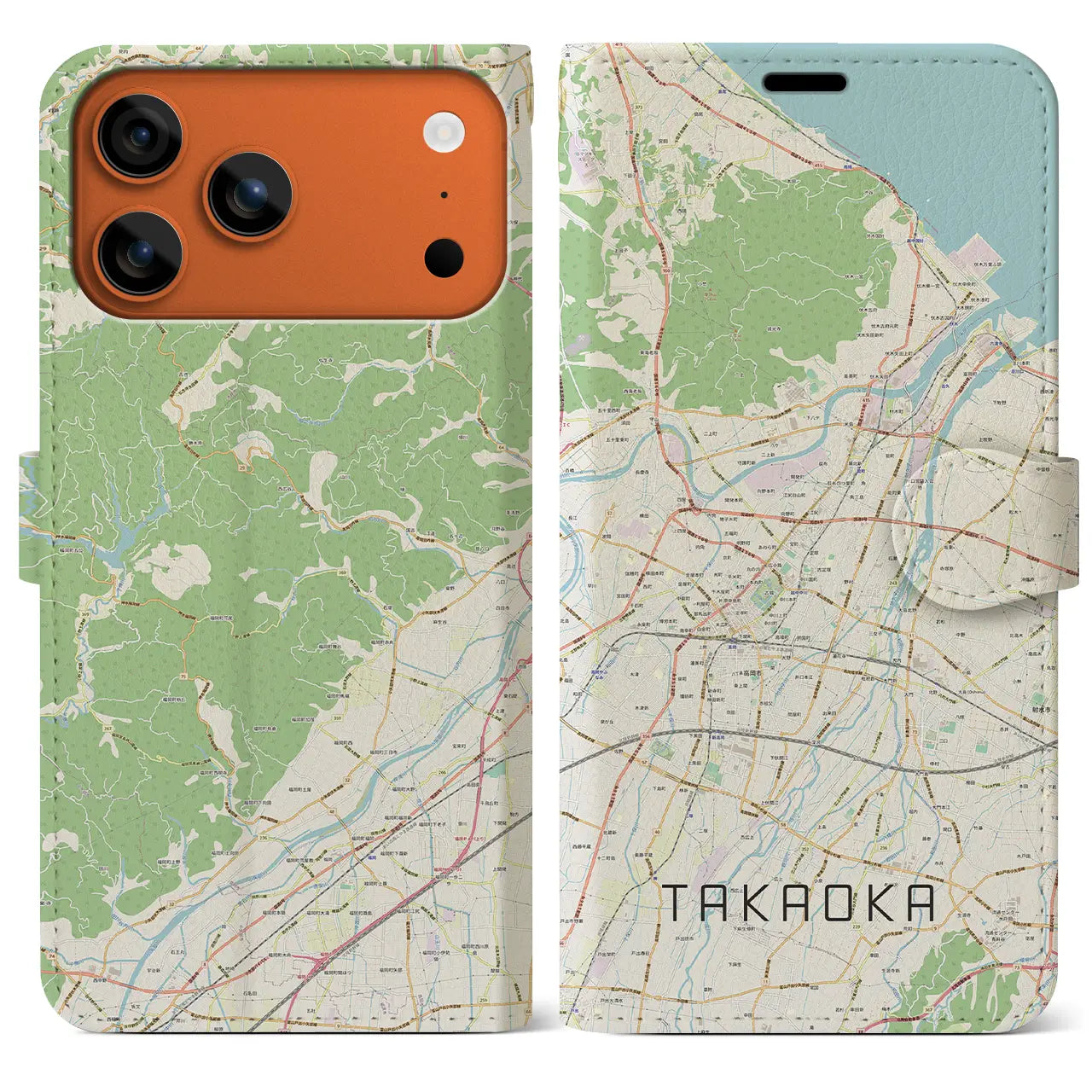 【高岡（富山県）】地図柄iPhoneケース（手帳タイプ）