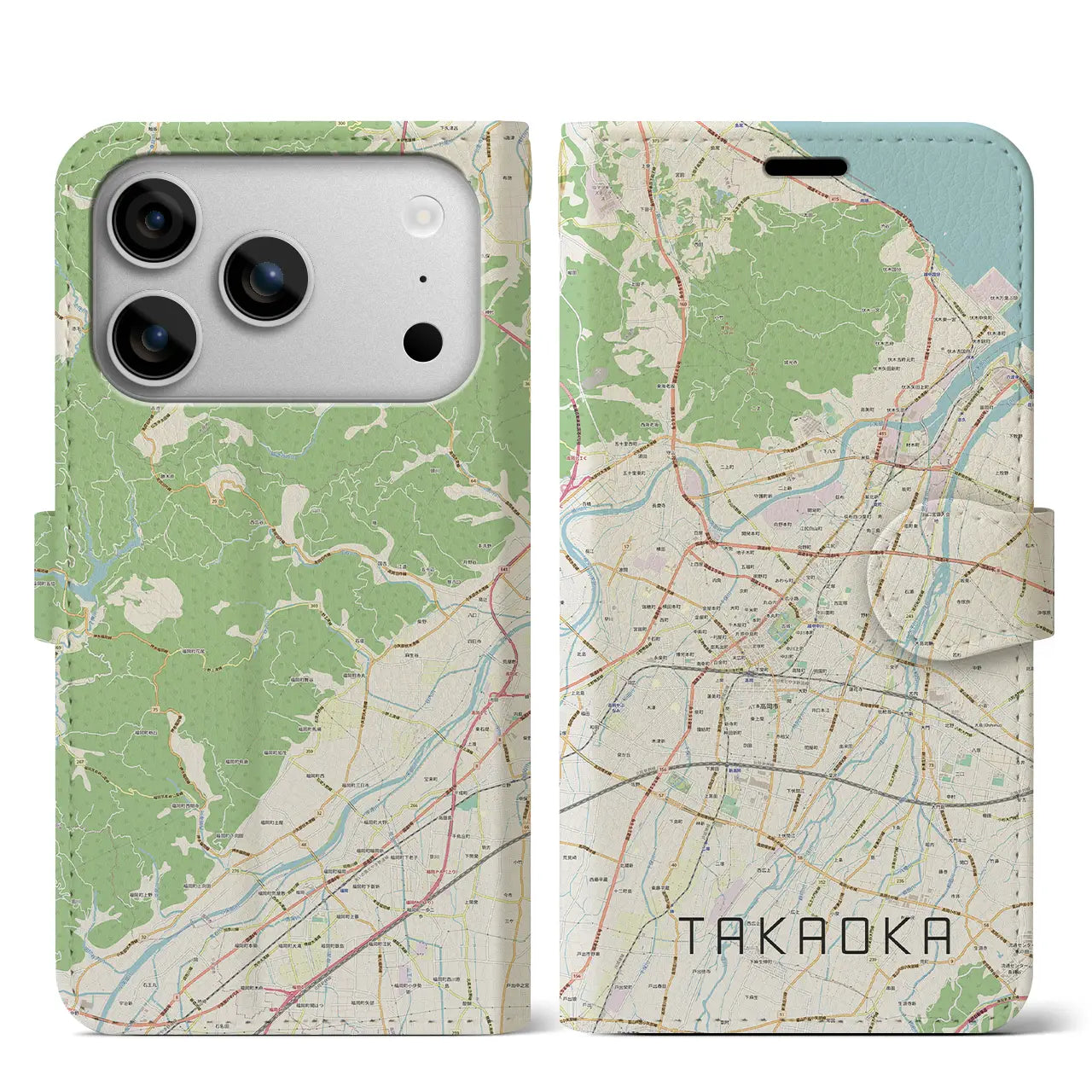 【高岡（富山県）】地図柄iPhoneケース（手帳タイプ）