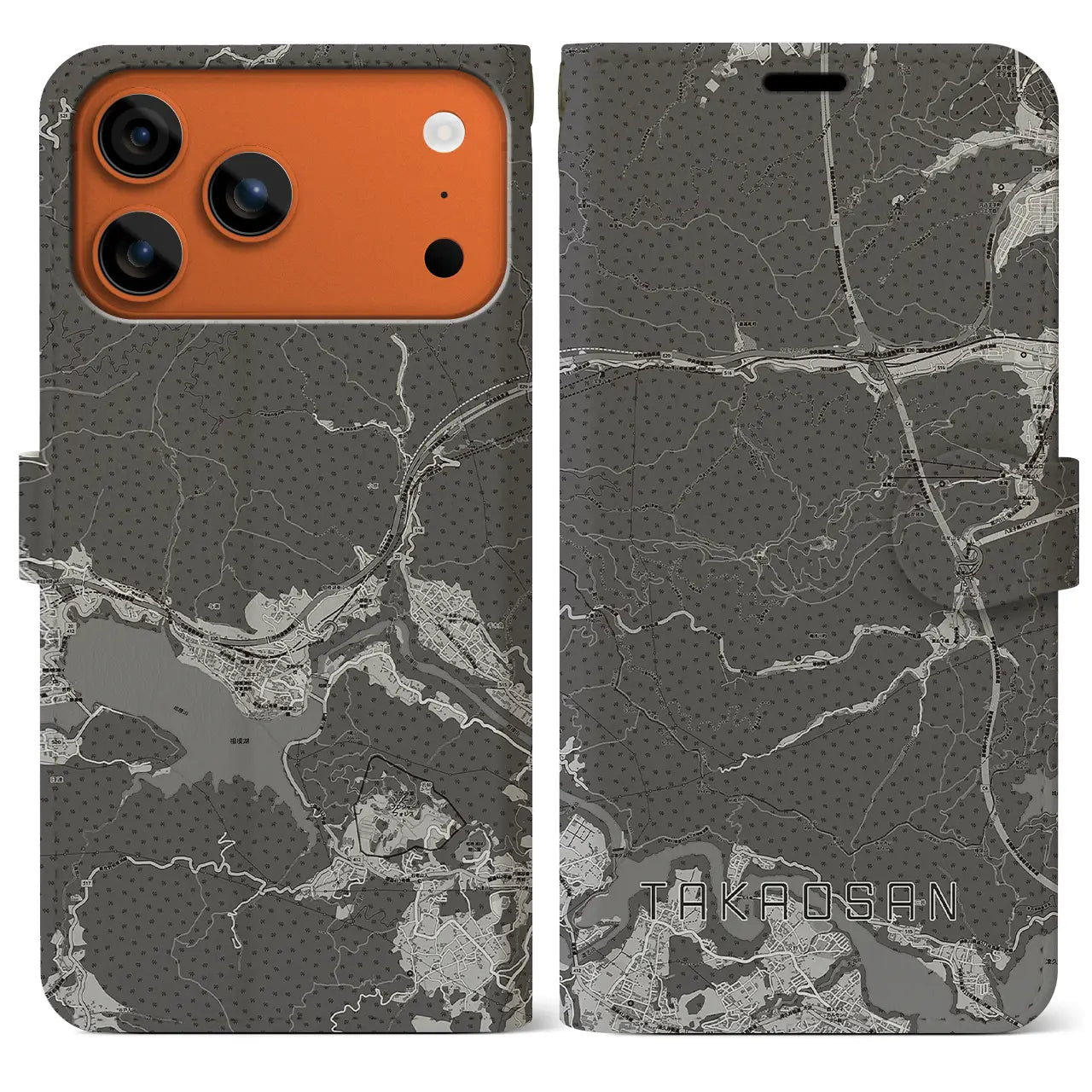 【高尾山（東京都）】地図柄iPhoneケース（手帳タイプ）