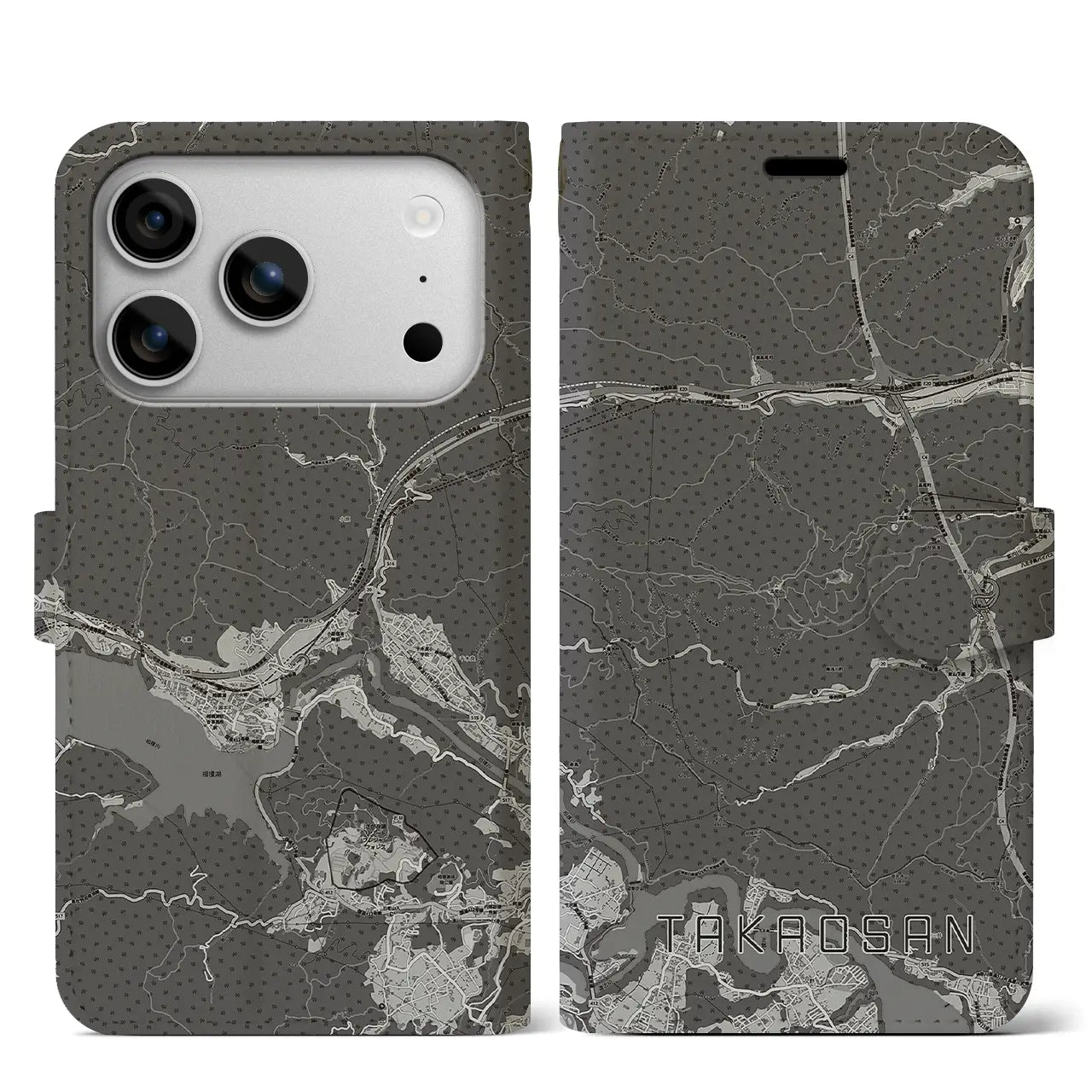 【高尾山（東京都）】地図柄iPhoneケース（手帳タイプ）