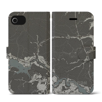 【高尾山（東京都）】地図柄iPhoneケース（手帳タイプ）モノトーン・iPhone SE（第3 / 第2世代） / 8 / 7 / 6s / 6 用