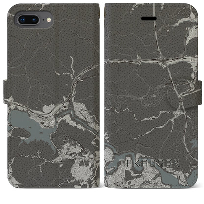 【高尾山（東京都）】地図柄iPhoneケース（手帳タイプ）モノトーン・iPhone 8Plus /7Plus / 6sPlus / 6Plus 用