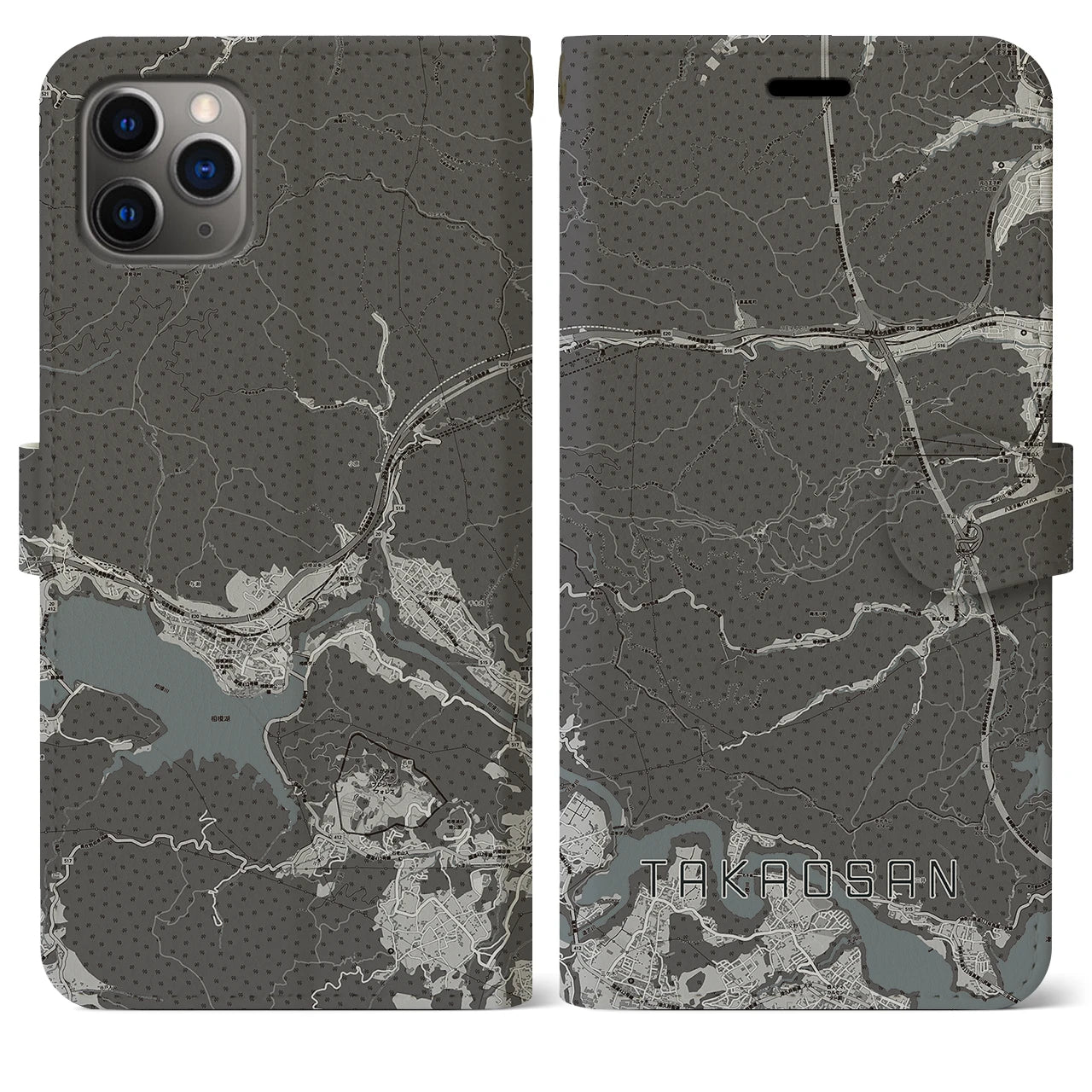 【高尾山（東京都）】地図柄iPhoneケース（手帳タイプ）