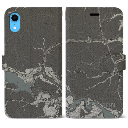 【高尾山（東京都）】地図柄iPhoneケース（手帳タイプ）モノトーン・iPhone XR 用