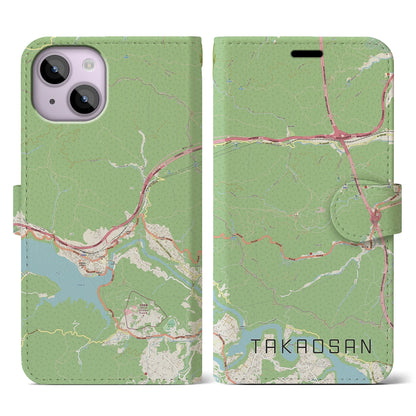 【高尾山（東京都）】地図柄iPhoneケース（手帳タイプ）ナチュラル・iPhone 14 用