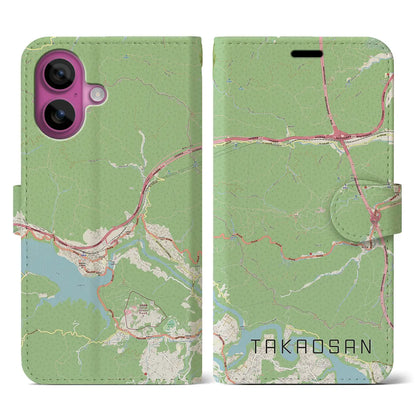 【高尾山（東京都）】地図柄iPhoneケース（手帳タイプ）ナチュラル・iPhone 16 Pro 用