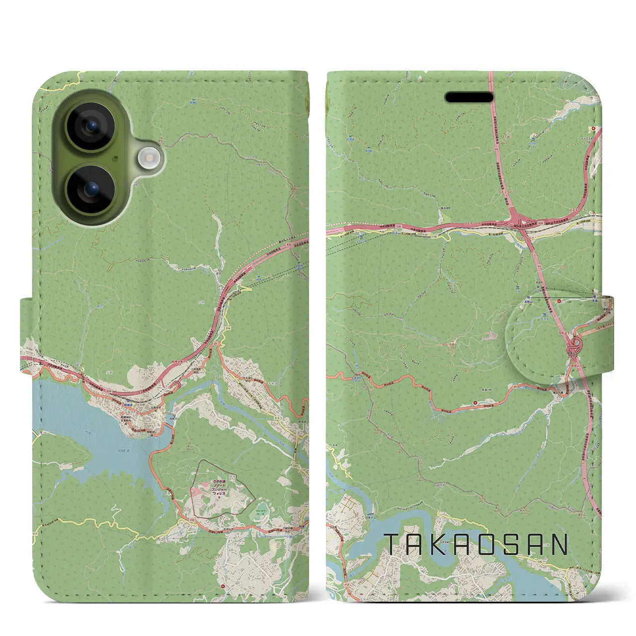 【高尾山（東京都）】地図柄iPhoneケース（手帳タイプ）