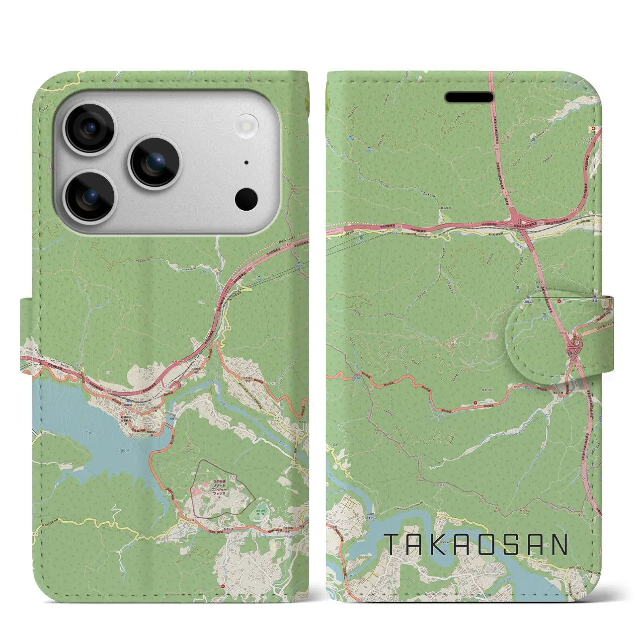 【高尾山（東京都）】地図柄iPhoneケース（手帳タイプ）