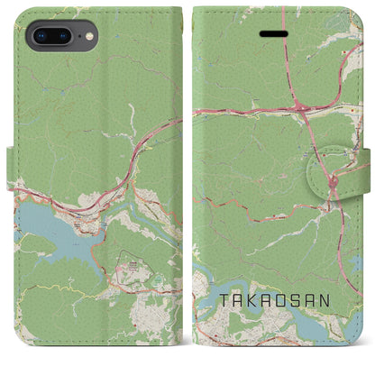 【高尾山（東京都）】地図柄iPhoneケース（手帳タイプ）ナチュラル・iPhone 8Plus /7Plus / 6sPlus / 6Plus 用