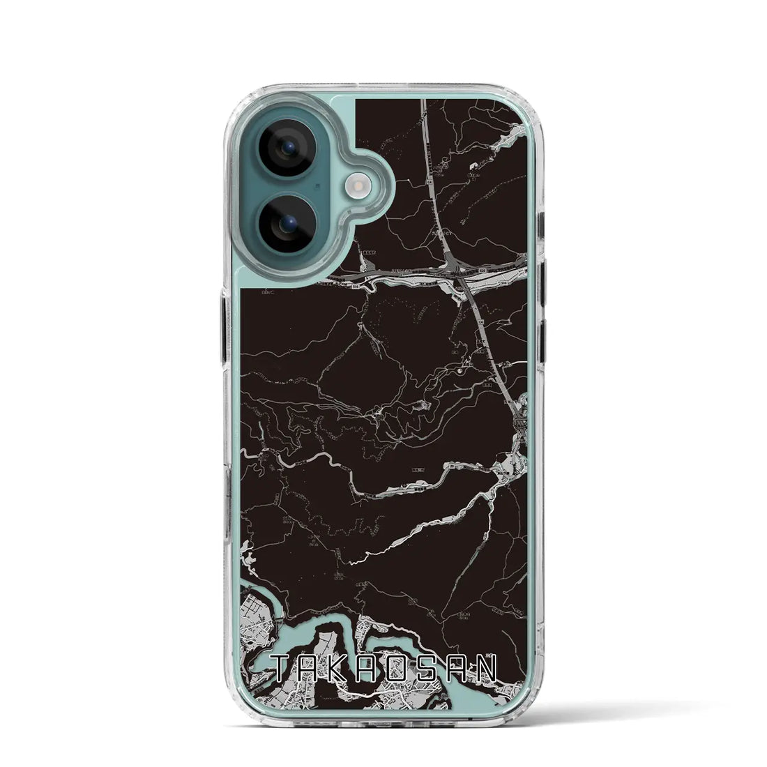 【高尾山（東京都）】地図柄iPhoneケース（MagSafeタイプ）モノトーン・iPhone 16 Pro 用
