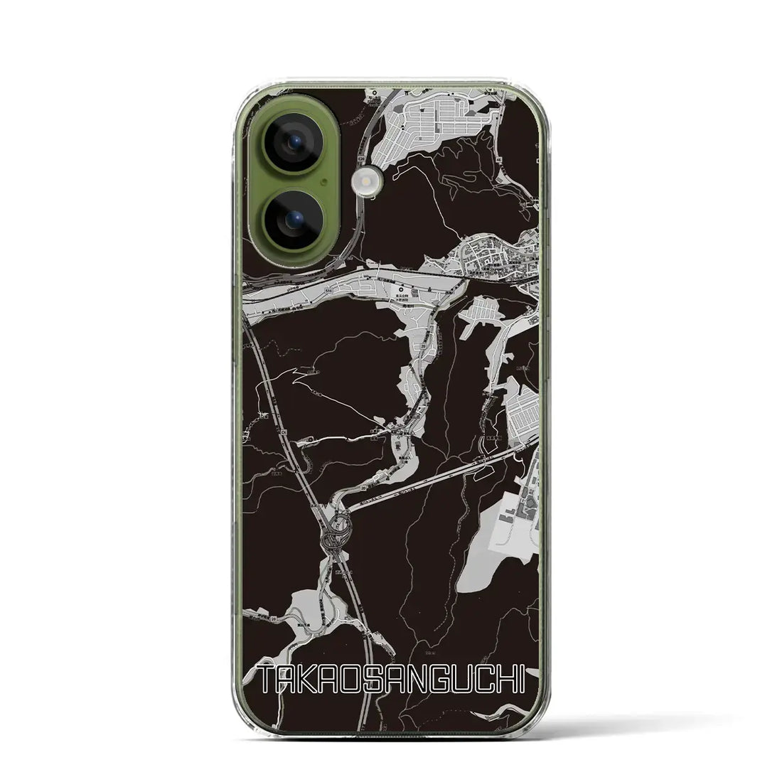 【高尾山口（東京都）】地図柄iPhoneケース（クリアタイプ）モノトーン・iPhone 17 Pro Max 用