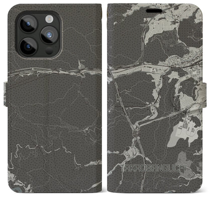 【高尾山口（東京都）】地図柄iPhoneケース（手帳タイプ）モノトーン・iPhone 15 Pro Max 用