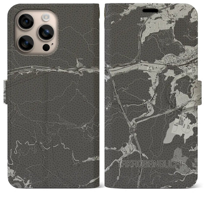 【高尾山口（東京都）】地図柄iPhoneケース（手帳タイプ）モノトーン・iPhone 16 Plus 用